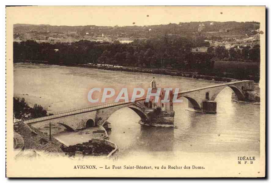 CPA Avignon le Pont Saint Benezet vu du Rocher des Doms 