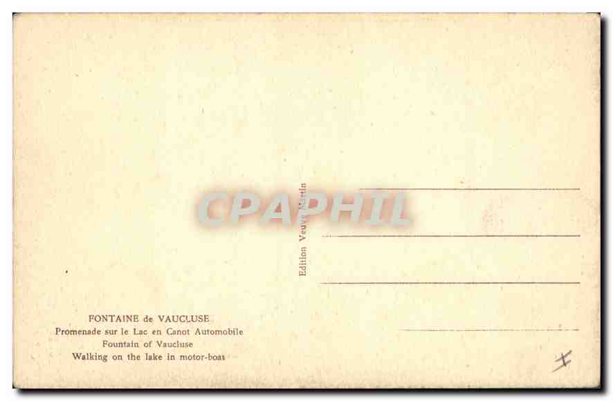 Fontaine de Vaucluse — Promenade sur le lac en canot automobile — Édition Veuve Martin — Reverso