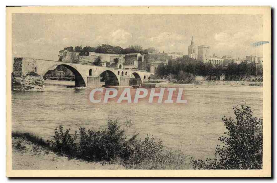 CPA Avignon le Pont d'Avignon et le palais des Papes 