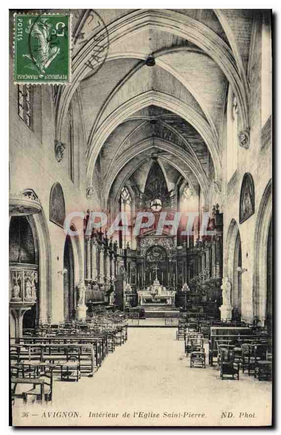CPA Avignon interieur de l'eglise Saint Pierre 