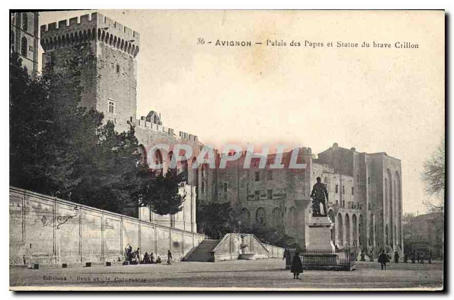 Avignon — Palais des Papes et Statue du brave Cillonn