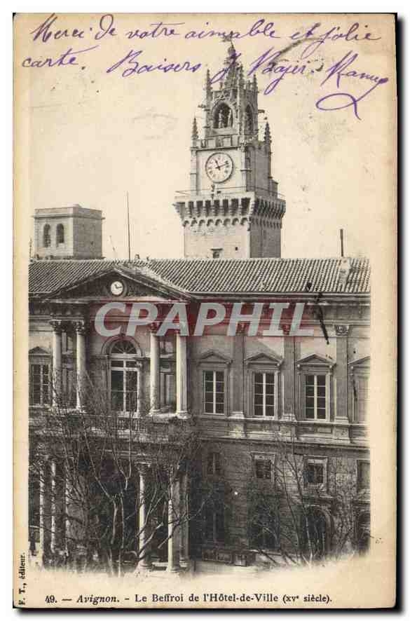 Avignon — Le Beffroi de l'Hôtel-de-Ville (xve siècle) — F. T., éditeur, n° 49
