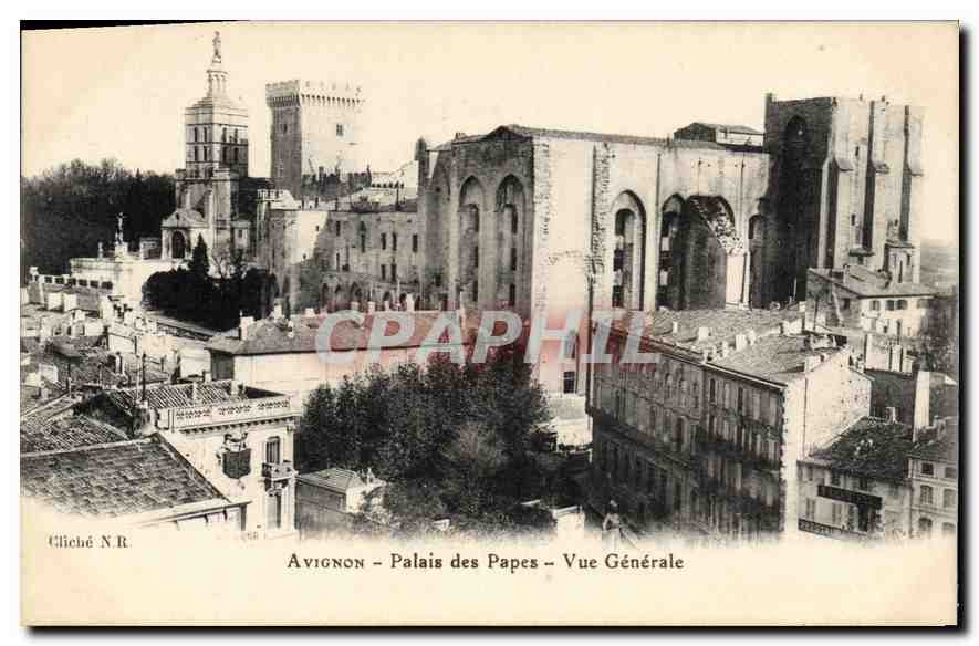CPA Avignon palais des Papes vue generale 