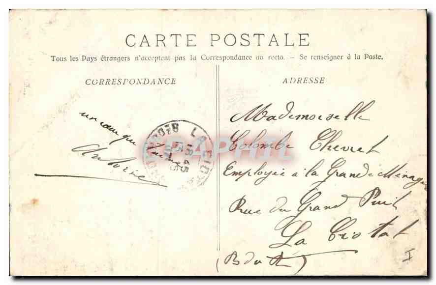 Avignon - La Vénus aux Hirondelles (Rocher des Doms) — éditeur : L. Marneille, n° 590 — Verso