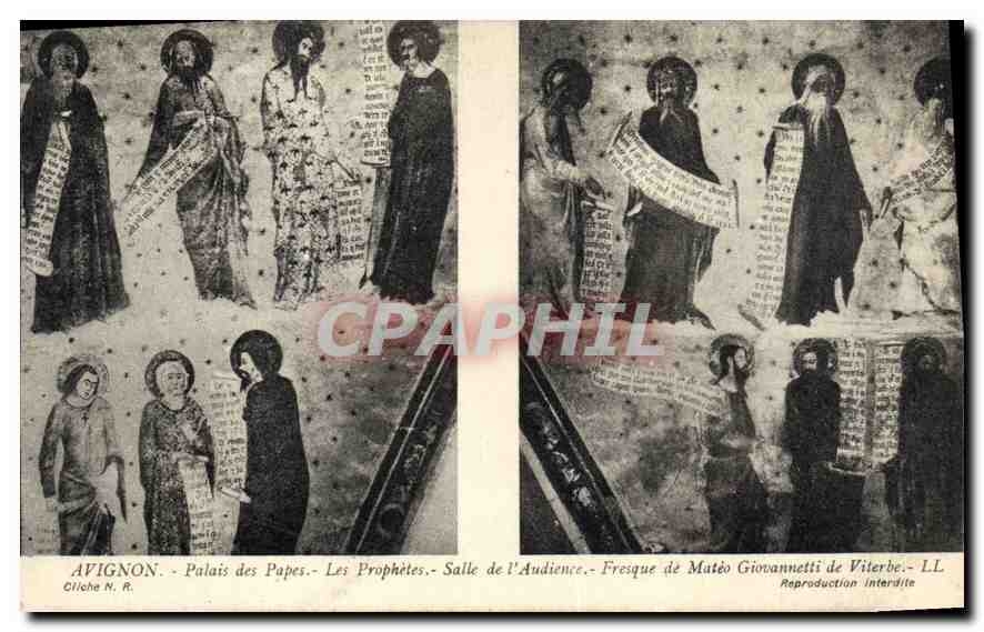 CPA Avignon palais des Papes les Prophetes Salle de l'Audience Fresque de Mateo Giovannetti de Viter
