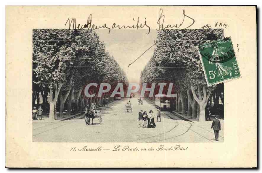 CPA Marseille le Prado vu du Rond Point  Tramway