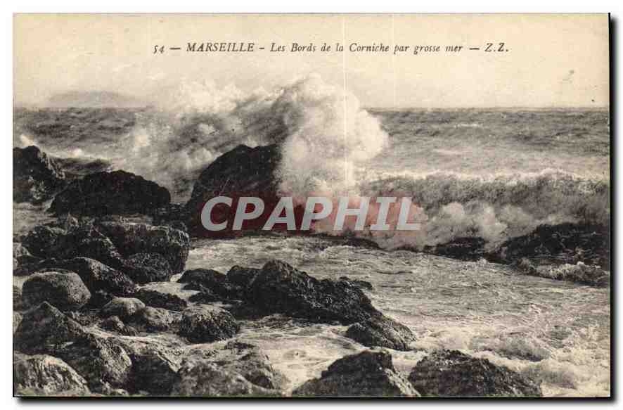 CPA Marseille les Bords de la corniche par Grosse mer 