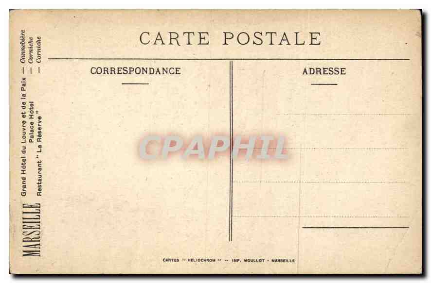 CPA Marseille rue Noailles grand hotel du Louvre et de la Paix  — Verso