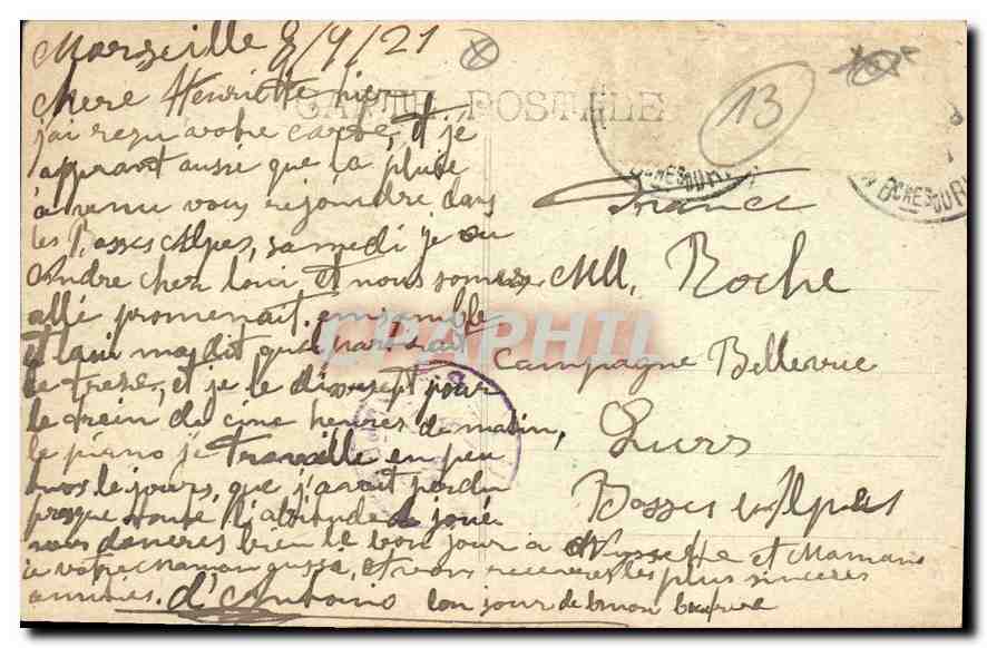 CPA Marseille Palais Longchamp Motif Principal  — Verso