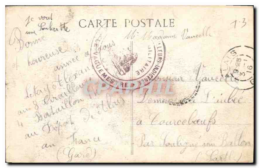 CPA Marseille palais Longchamp  — Verso
