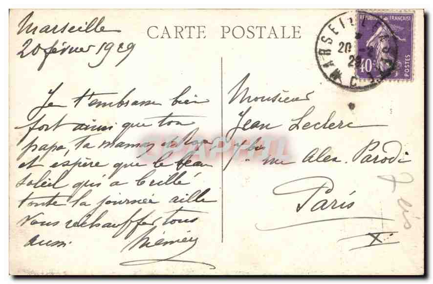 CPA Marseille Monument des Poilus d'Orient  — Verso