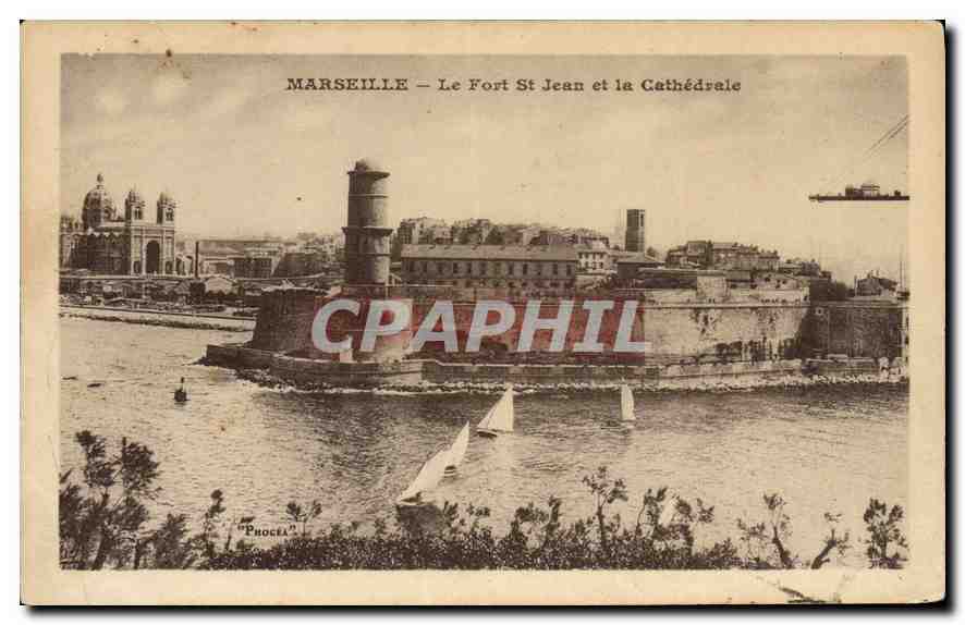 CPA Marseille le Fort St Jean et la Cathedrale 