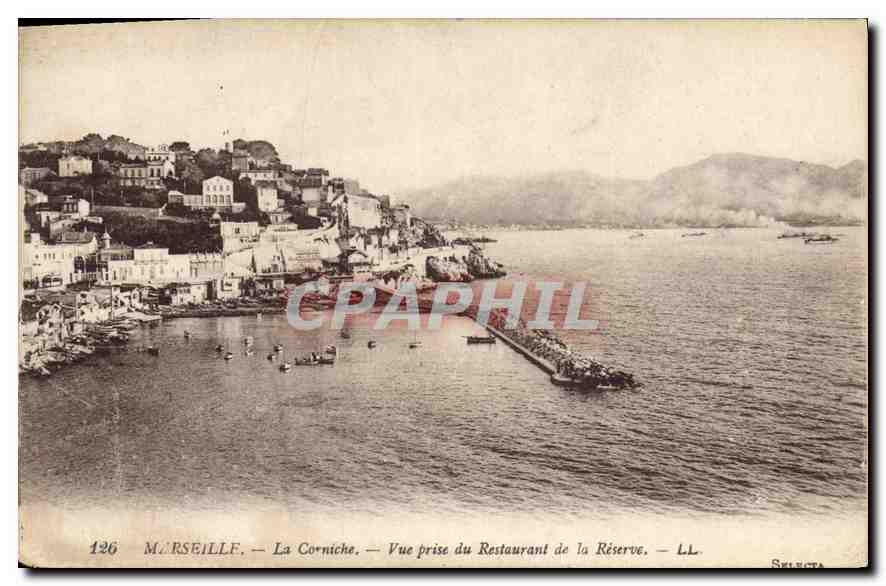 CPA Marseille La Corniche vue prise du Restaurant de la Reserve 