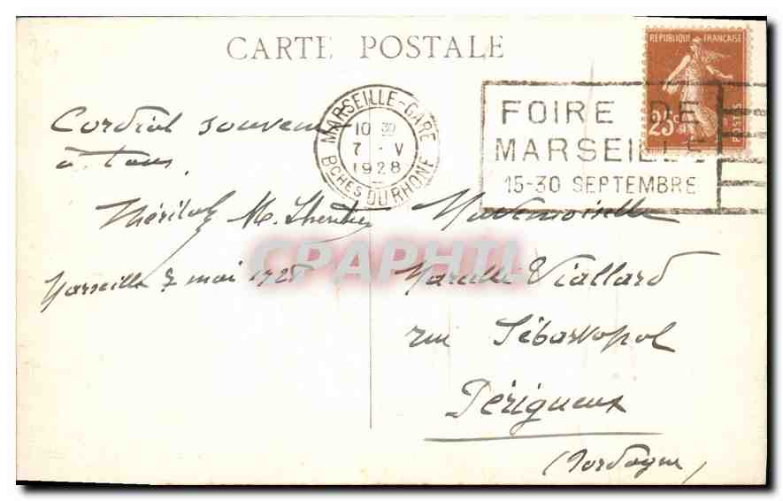 CPA Marseille Notre Dame de la Garde  — Rückseite