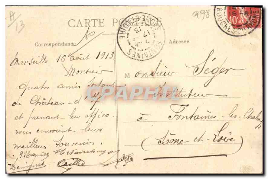 CPA Marseille Pont de la Fausse Monnaie et Rointe de Malmousque  — Rückseite