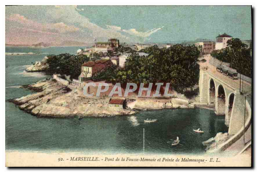CPA Marseille Pont de la Fausse Monnaie et Rointe de Malmousque 