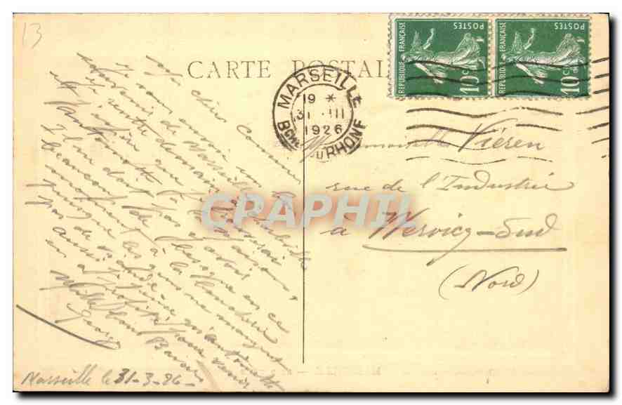 CPA Marseille La Bourse Tramway — Verso