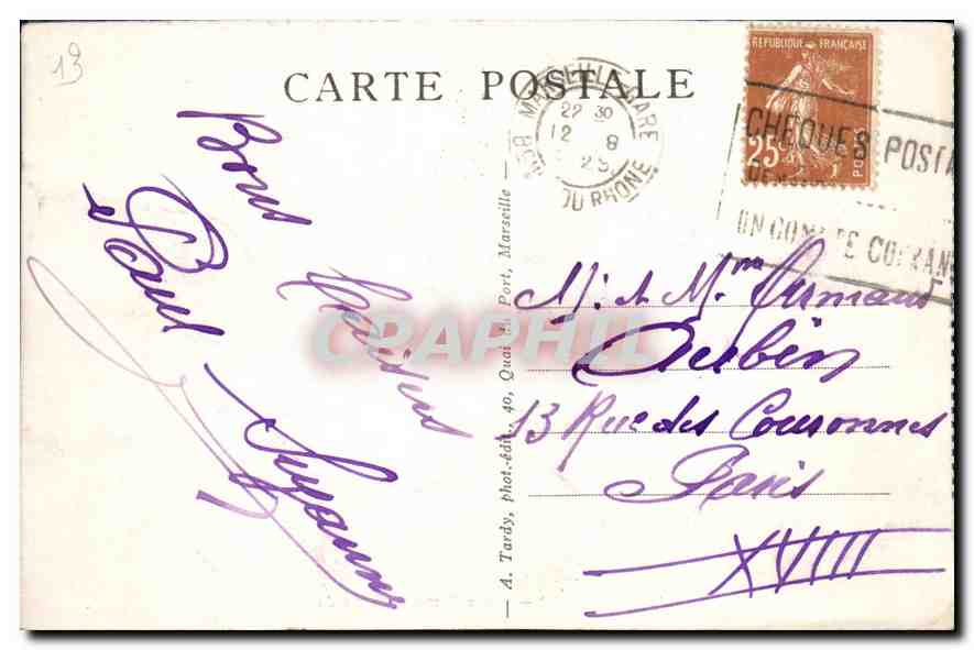 CPA Marseille Notre Dame de la Garde  — Rückseite