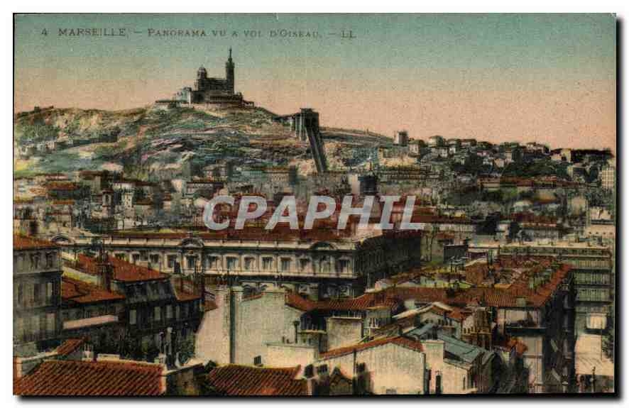 CPA Marseille panorama vu a vol d'Oiseau 