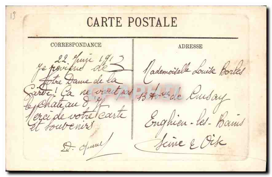 CPA Marseille Notre Dame de la Garde cote nord  — Rückseite