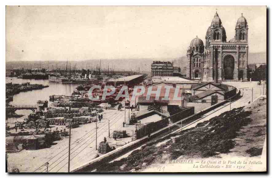 Marseille — Le Quai et le Port de la Joliette — La Cathédrale — BR - 1911