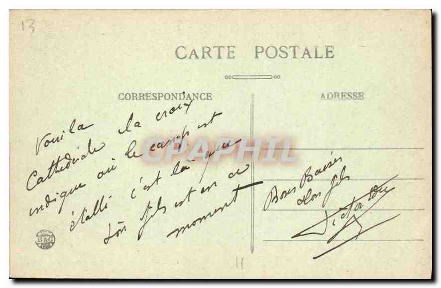 Marseille — Le Quai et le Port de la Joliette — La Cathédrale — BR - 1911 — Reverso