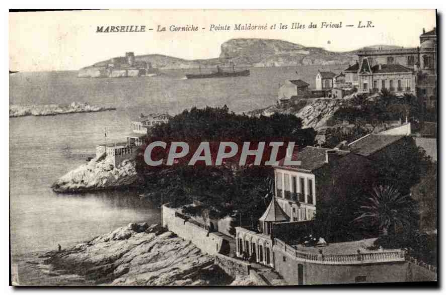 CPA Marseille La Corniche Pointe Maldorme et les Iles du Frioul 
