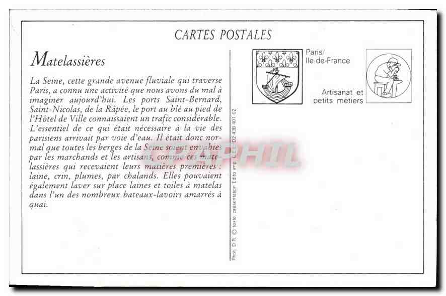 REPRO La Matelassiere Les petits metiers parisiens  — Rückseite