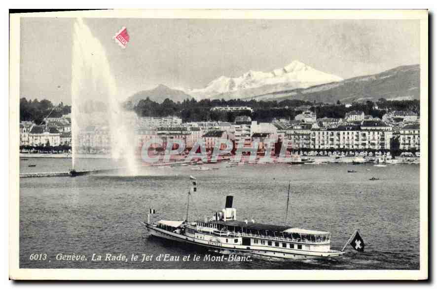 CPM Geneve la Rade le Jet d'Eau et le Mont Blanc 