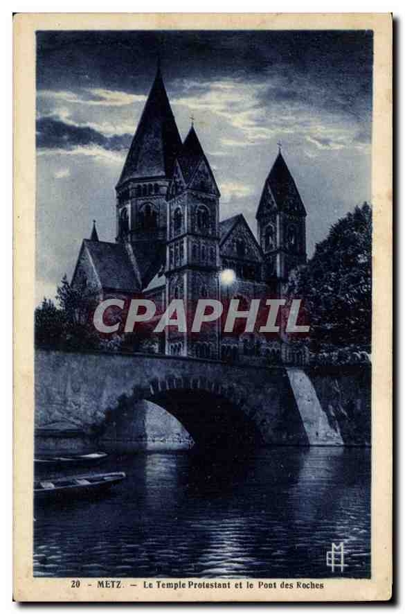 CPa Metz le Temple Protestant et le pont des Roches 