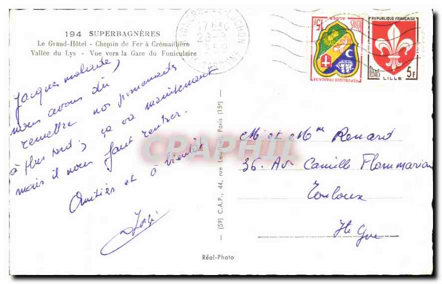 Superbagnères — Souvenir de Superbagnères — Réal-Photo — Verso