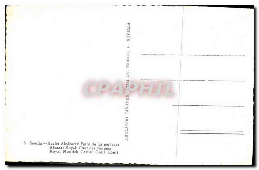 CPA Sevilia Reales Alcazares  — Verso