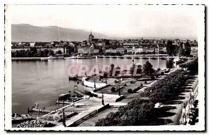 CPA Geneve Quai du Mont Blanc et rade 
