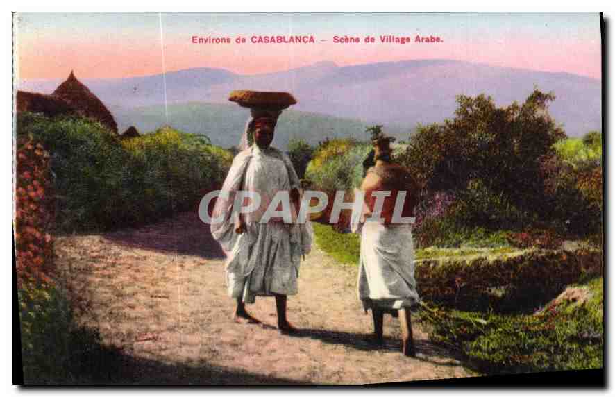 CPA Environs de Casablanca Scens de Village Arabe 