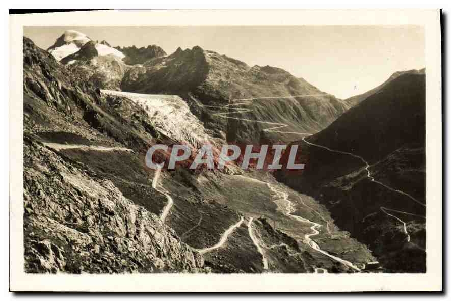 CPA Grimsel und Furkastrasse mit Rhonegletscher 