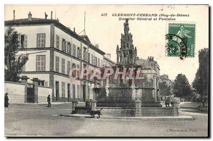 CPA Clermont Ferrand puy de Dome Quartier general et Fontaine 