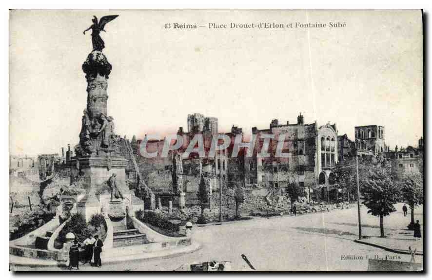 Reims — Place Drouet-d'Erlon et Fontaine Subé — Édition F. D., Paris
