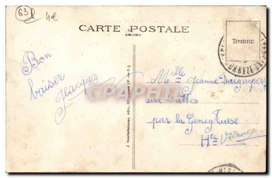 CPA La Bourboule Vue generale et Vallee de Vendeix  — Rückseite