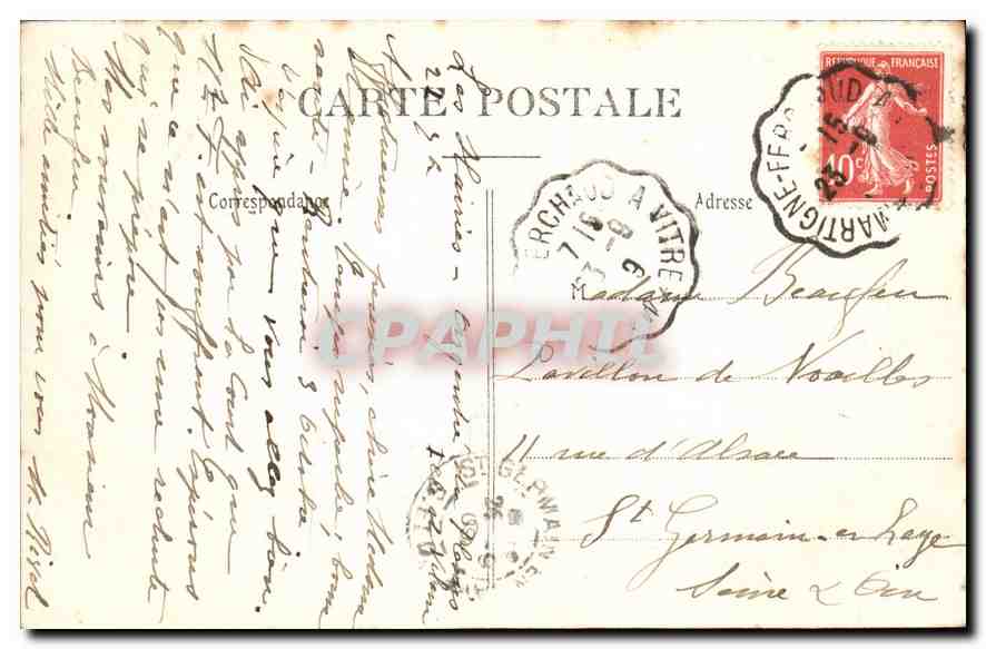 Vitré — Le Château (Vu de la Place St-Yves) — Collection A. Waron, St-Hilaire — Verso