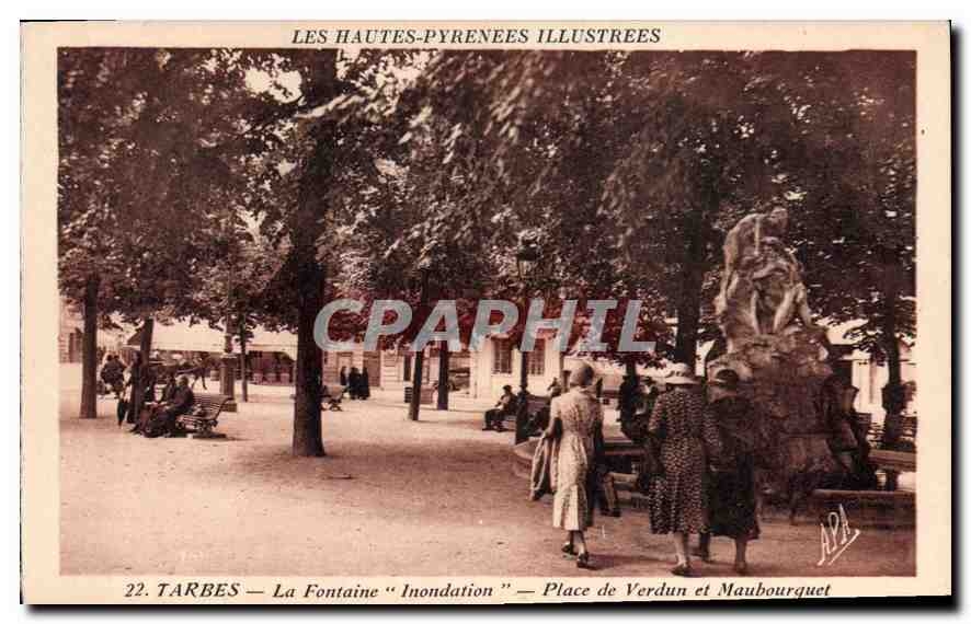 Tarbes — La Fontaine "Inondation" — Place de Verdun et Maubourquet — Les Hautes-Pyrénées Illustrées