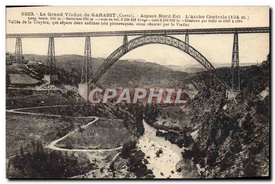 CPA Le Grand Viaduc de Garabit Cantal Aspact Nord Est L'Arche Centrale 