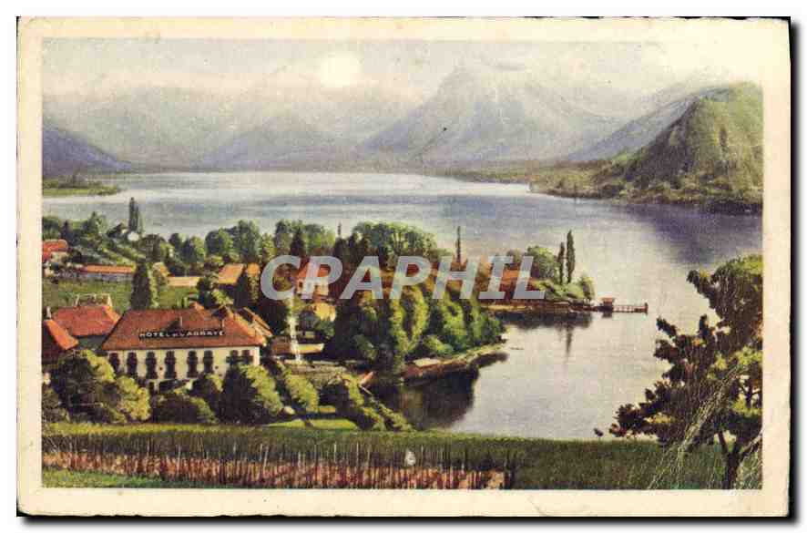 Antike Ansichtskarte See Annecy Bucht von Talloires
