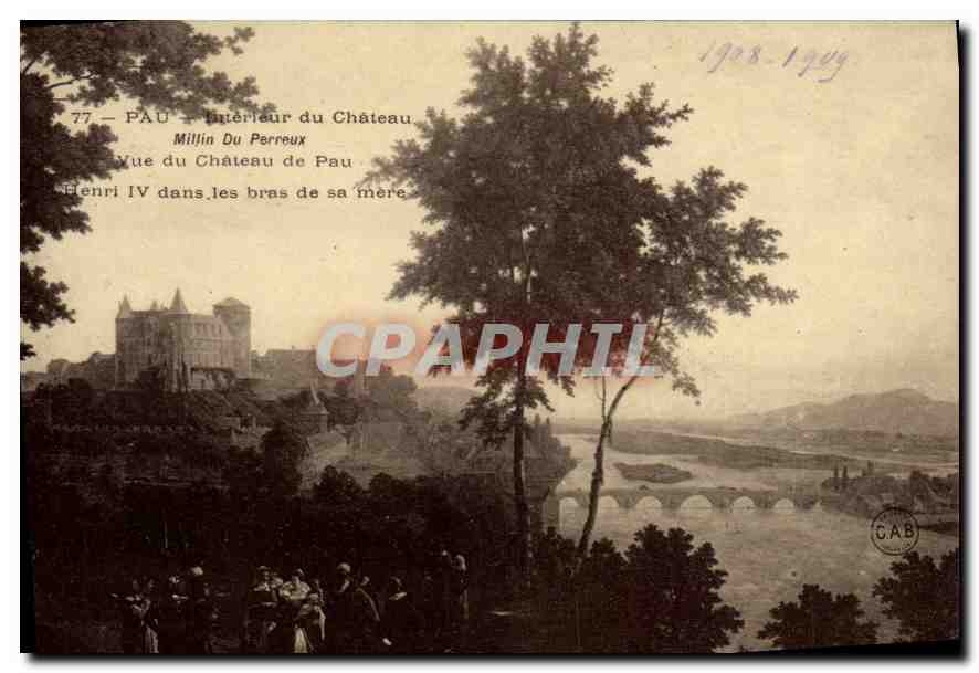 Pau — Intérieur du Château — Millin Du Perreux, Vue du Château de Pau, Henri IV dans les bras de sa merc