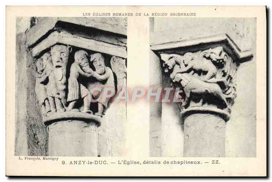 CPA Anzy le Duc L'Eglise details de Chapiteaux 