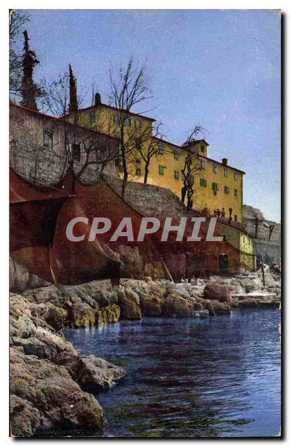 Vue de la côte — Maison jaune sur falaise — Photochromie série 73, n° 1865