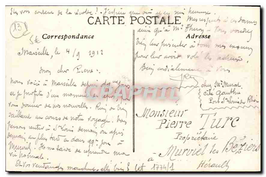 CPA Marseille Quai de la Fraternite  — Verso