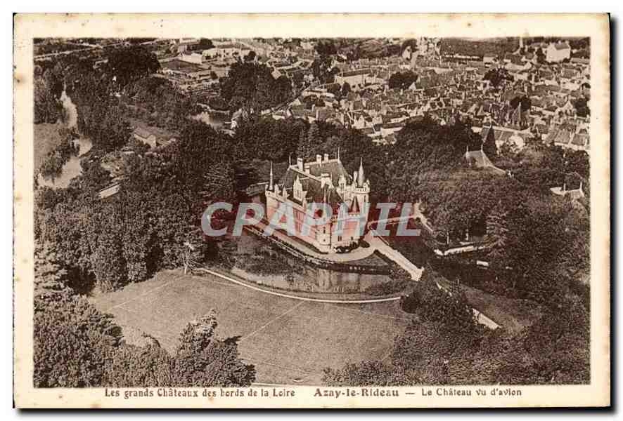 CPA Les grands Chateaux des bords de la Loire Azay le Rideau Le Chateau vu d'avion 