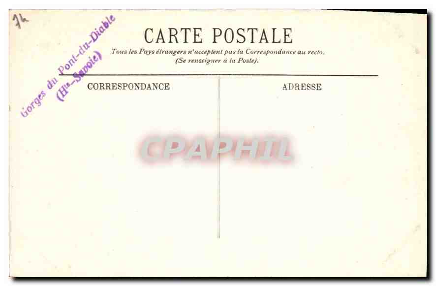 CPA Thonon les Bains Gorges du Pont du Diable  — Verso