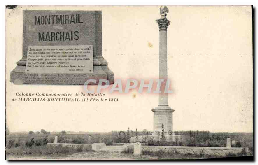 Colonne Commémorative de la Bataille de Marchais-Montmirail — 11 Février 1814 — Phototype Baudimière, Paris