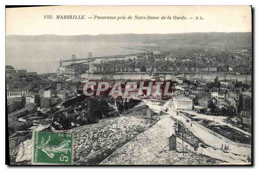 Marseille — Panorama pris de Notre-Dame de la Garde — E.L.